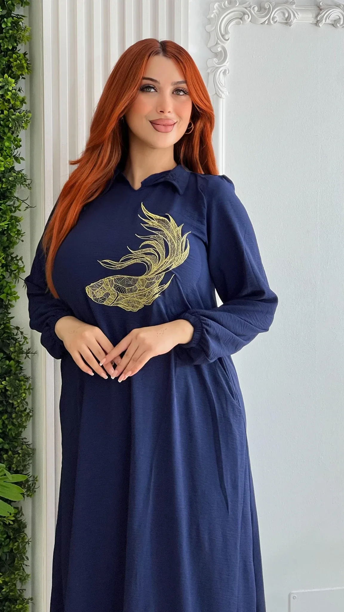 Robe à Imprimé Poisson Bleu Marine